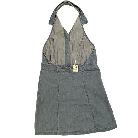 Free People Movement Women’s Sami Button Front Chambray Halter Mini Dress Size L - Picture 5 of 10